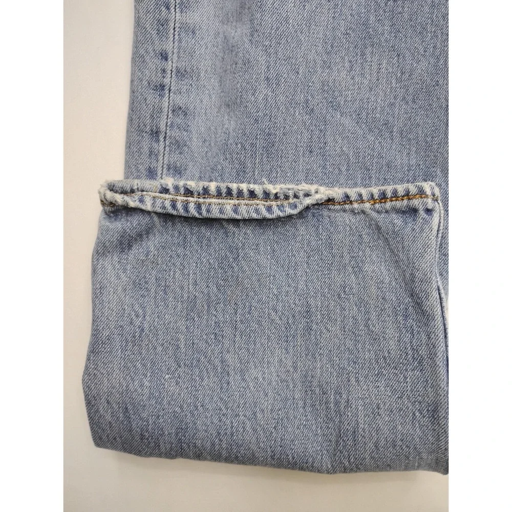 Levis 501 Jeans 34x34 Light Wash Blue Denim Button Fly Trashed Distressed